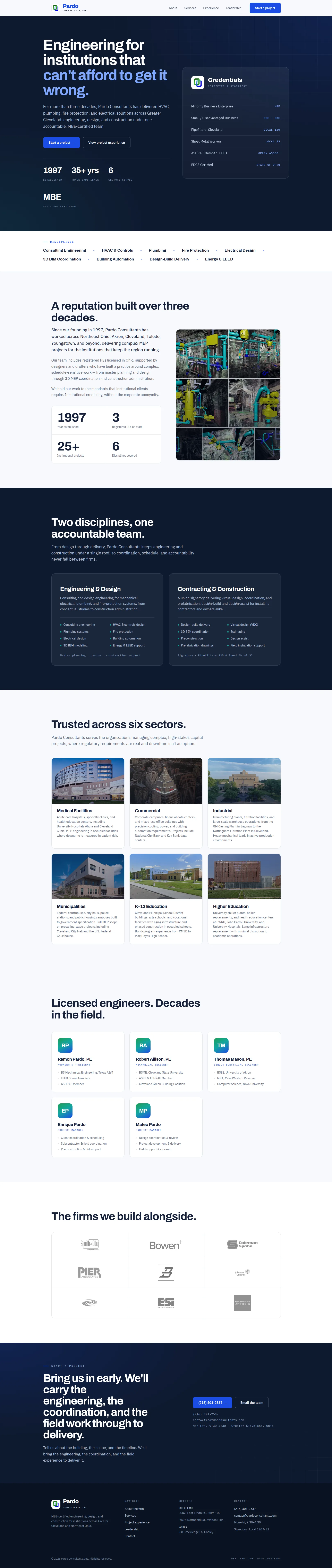 Pardo Consultants website after redesign
