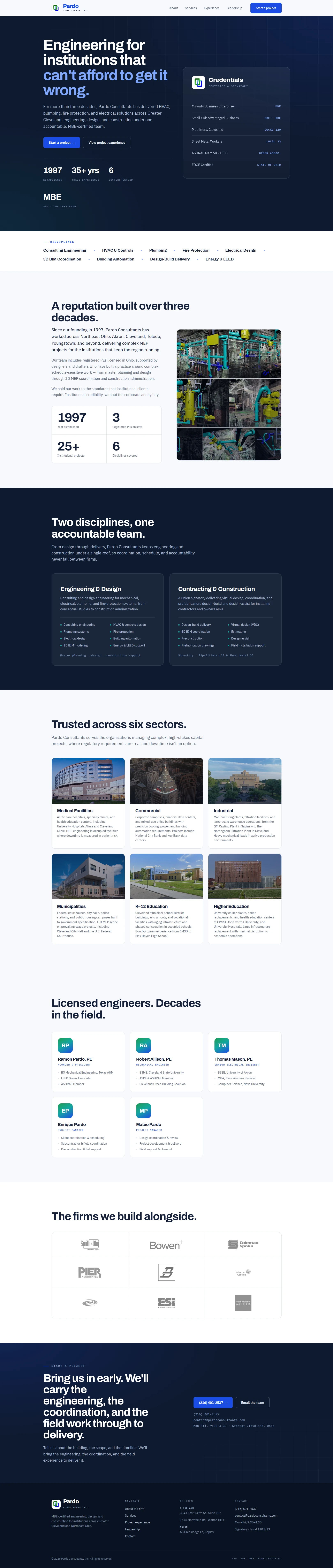 Pardo Consultants website after redesign